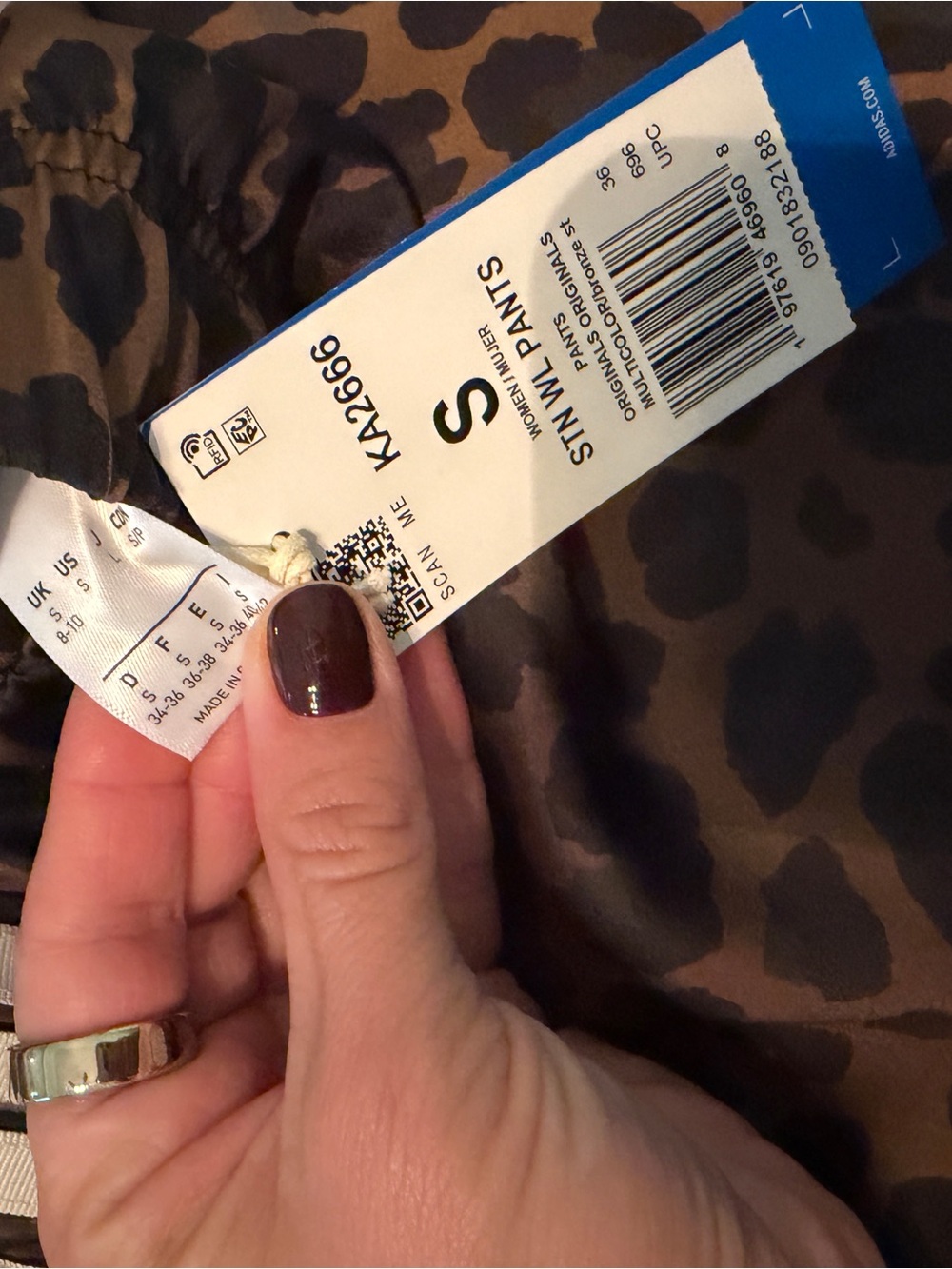 adidas Women's Leopard-Print Pants in Brown and Black
